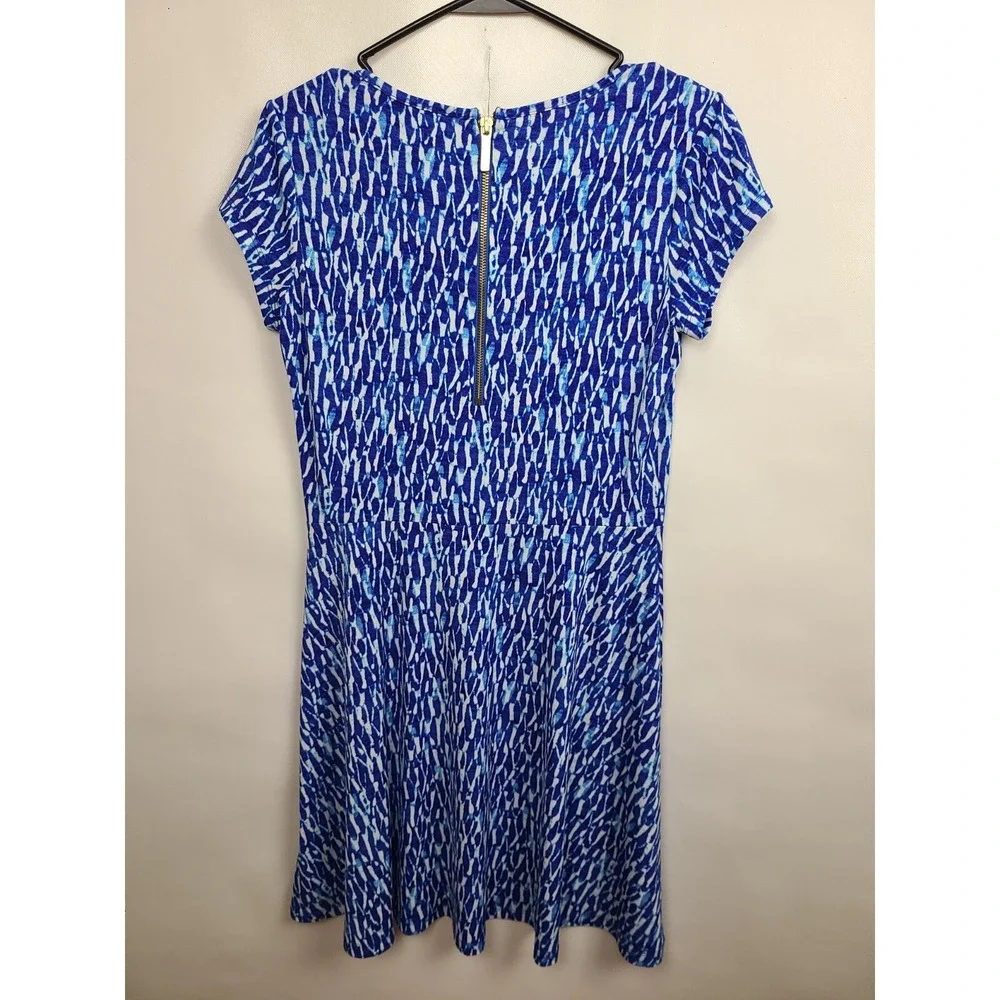 MICHAEL Michael Kors Mini Dress Small Blue White Abstract Short Sleeve Casual